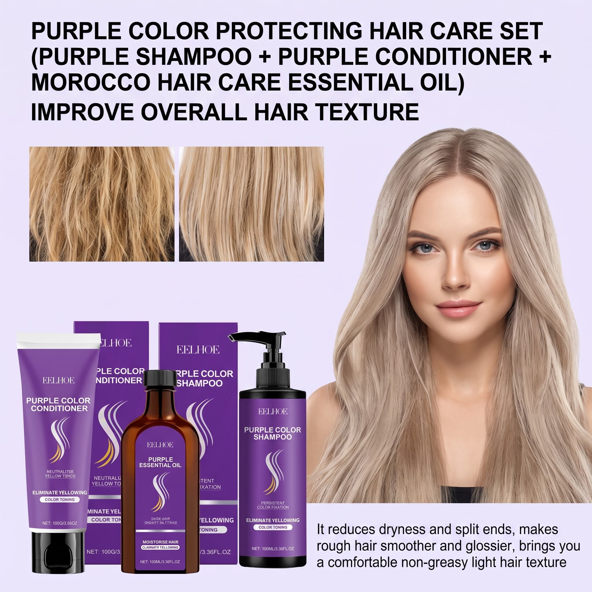 Purple Shampoo Set With Condit - Hair Care Conditioner 评论和价格