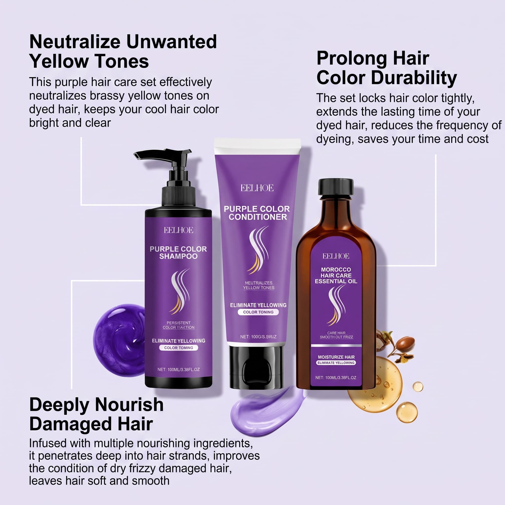 Purple Shampoo Set With Condit - Hair Care Conditioner 评论和价格